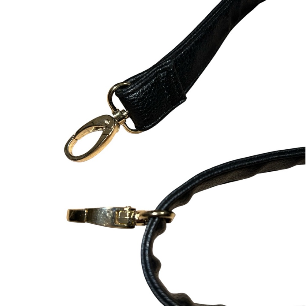 Black faux Leather replacement Strap with Gold Hardware.